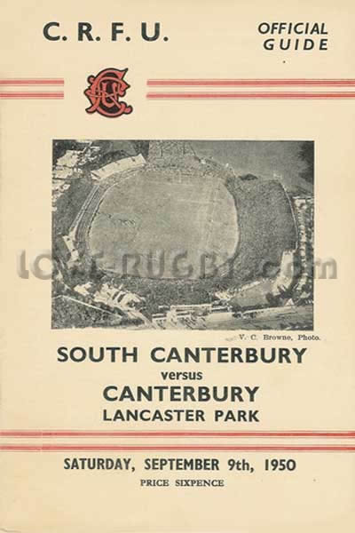 1950 South Canterbury v Canterbury  Rugby Programme